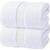 Infinitee Xclusives– Luxury Bath Sheets Towels – 2 Pack 600 GSM (35X70 Inches)– 100% Ring Spun Cotton Large Bath Towels for Bathroom (Brilliant White, Bath Sheet Pack of 2)