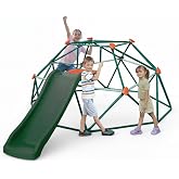 Plum Deimos Climbing Dome with 4FT Slide - Outdoor Toddler Jungle Gym, Monkey Bars, Playground Sets for Backyards, Play Equipment for Kids, Durable, Sturdy, Rust Resistant, Easy Assembly, Ages 3+