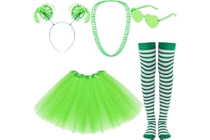 HAAKONG Women Tutu Costume Kid Tutu Accessories Set Girl Neon Dress Up Striped Sock Heart Sunglasses Ponytail Headband Skirt Necklace