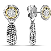 LeCalla 925 Sterling Silver Small Caviar Drop Earring | Antique Small Drop Dangle Earrings for Women | Women's Unique Style Beaded Earrings | Silver Teardrop Earrings