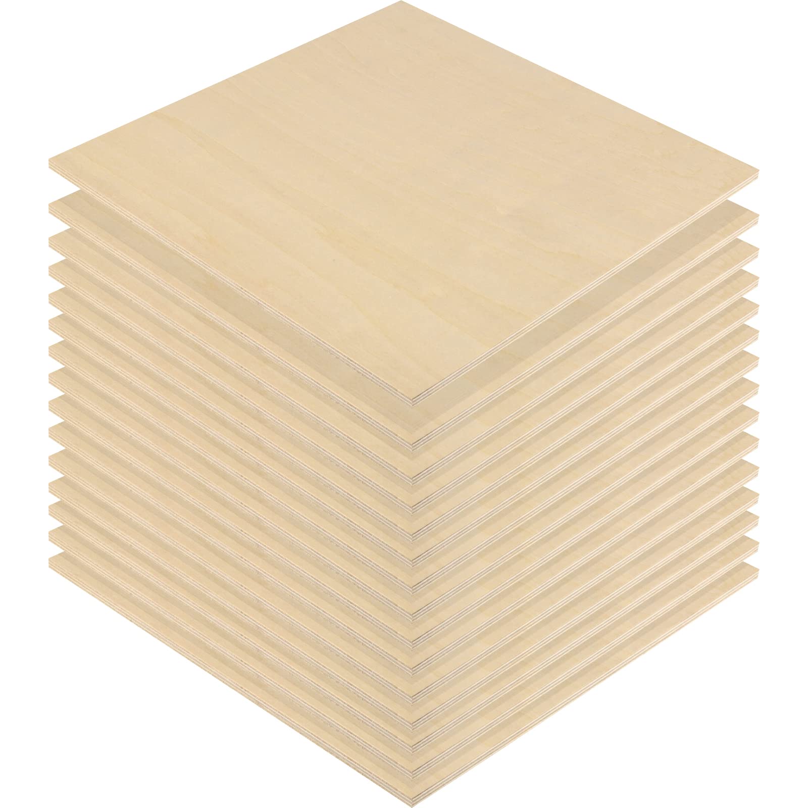 MUKCHAP 15 PCS 254 x 254 x 6mm Square Plywood Wood Sheet, Unfinished Wooden Sheets, Basswood Wood Board for DIY Crafts, Drawing