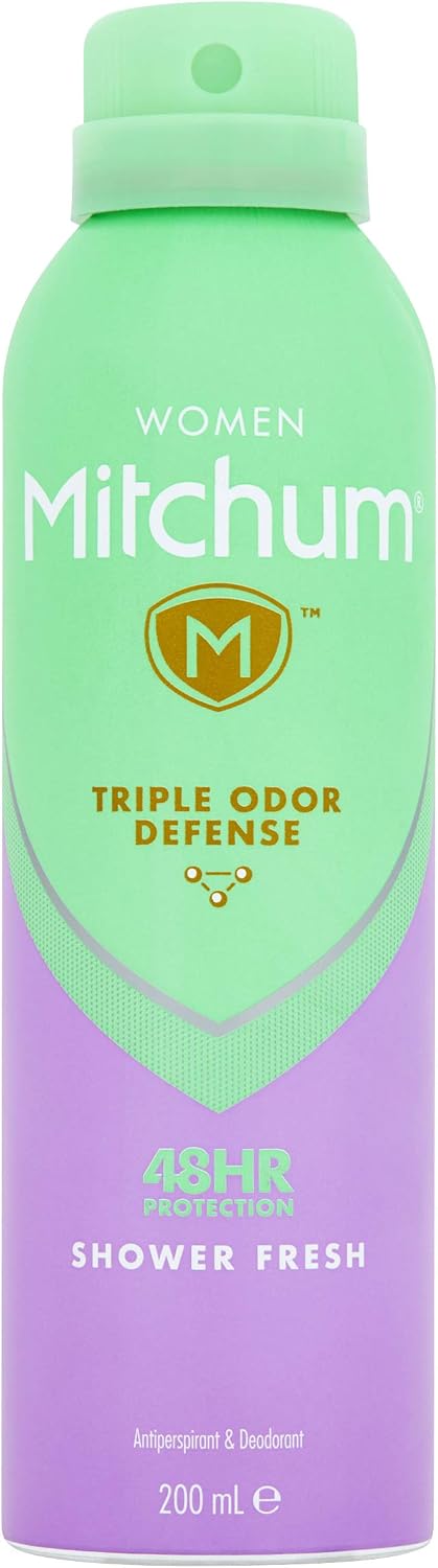 Mitchum Women Triple Odor Defense 48HR Protection Aerosol Deodorant & Anti-Perspirant, Shower Fresh, 200 ml