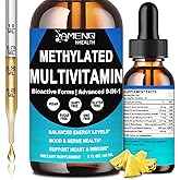 Methylated Multivitamin for Men Women & Kid, Advanced 8-in-1 Methylated B Complex w. VIT C D B12 Folate & TMG for MTHFR Energy Brain, Daily Methylated Vitamin Liquid Drop 6X Stronger Than Pill Capsule