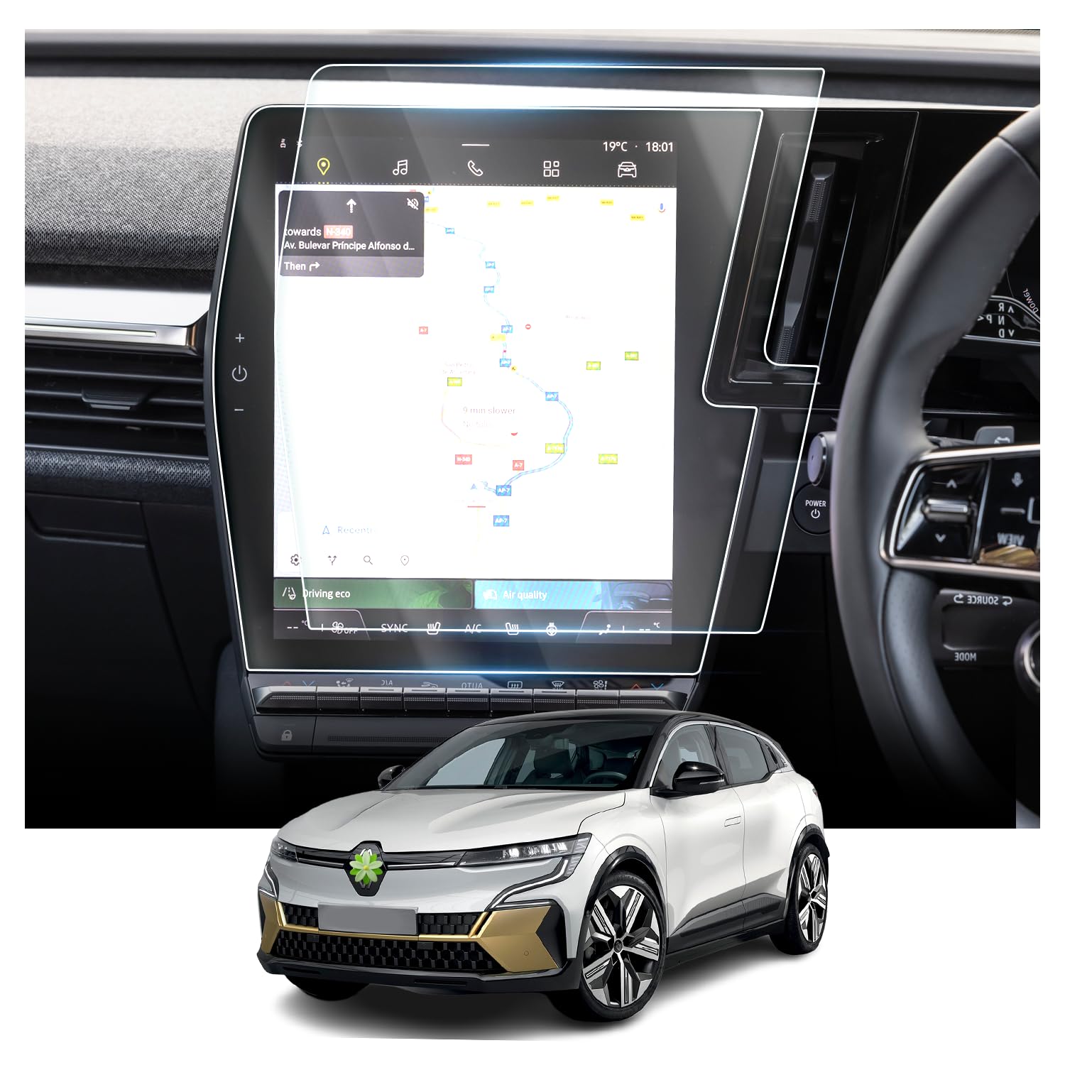 RUIYA 12" Navigation Screen Protector for Renault Megane E-Tech/Austral 2023 2024,Nano Material Protective Film Megane E-Tech Screen Protector GPS Devices Touchscreen Protective Film[2 Pieces]