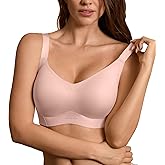 DEANGELMON Seamless Wireless Bras for Large Bust Women No Underwire Full Coverage T-Shirt Bra Comfort V Neck Everyday Bras