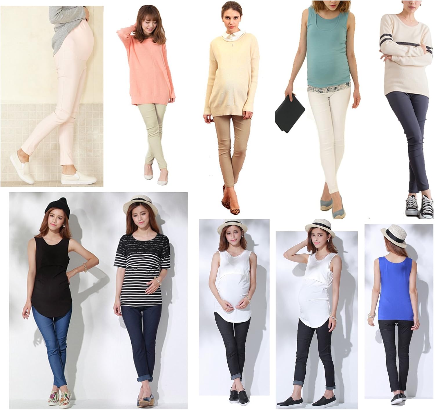 Sweet Mommy Maternity Over Bump Stretch Colored Ankle Length Skinny Pants Work Office Casual at  Women’s Clothing store