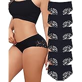 LEVAO Cheeky Underwear for Women Lace Seamless Bikini Panties Ladies Soft No Show Hipster 6 Pack S-XXL