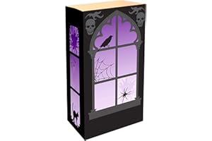 LumaBase Paper Luminaria Bags, Haunted Window - Set of 24