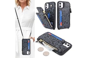 Cavor for iPhone 11 Case Wallet with Card Holder for Women,for iPhone 11 Case with Strap,Crossbody Lanyard and Wristlet,Leath