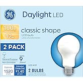 GE LED Light Bulbs, 100 Watt, Daylight, A19 (2 Pack)