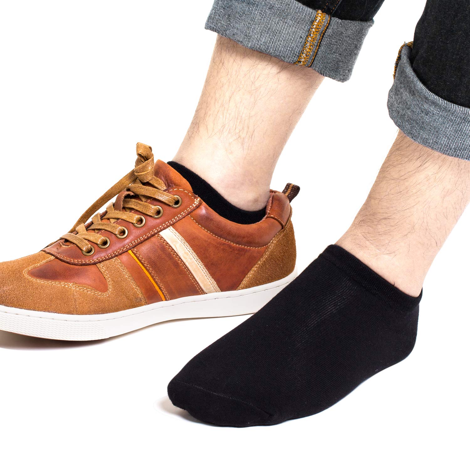 Mens Socks No Show Low Cut Invisible 8 Pack Men Non Slip Cotton Boat Liner Sneaker