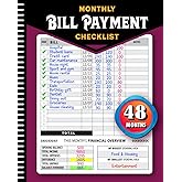 Monthly Bill Payment Checklist: Bill Tracker Notebook, The 4-Year Guide for Families &amp; Money Managers, 960 Billing Records Included!