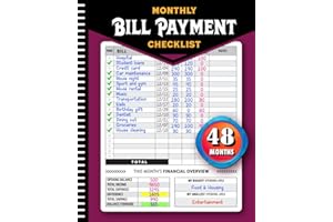 Monthly Bill Payment Checklist: Bill Tracker Notebook, The 4-Year Guide for Families & Money Managers, 960 Billing Records In