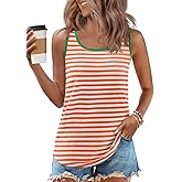 ZESICA Women's Summer Casual Striped Tank Top Sleeveless Scoop Neck Loose Fit Color Block Tops 2026 Fashion Clothes