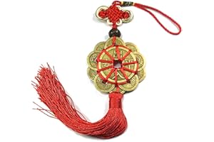 YAKIN SHOP Feng Shui Coins with Red Chinese Wealth Knot, Lucky Charm Lucky Coins for Wealth and Success, Blessing Safe Trip Wherever You Go