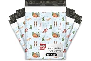 10x13 (100) Winter Snow Day Christmas Designer Poly Mailers Self Sealing Waterproof Shipping Envelopes Holiday Premium Printe