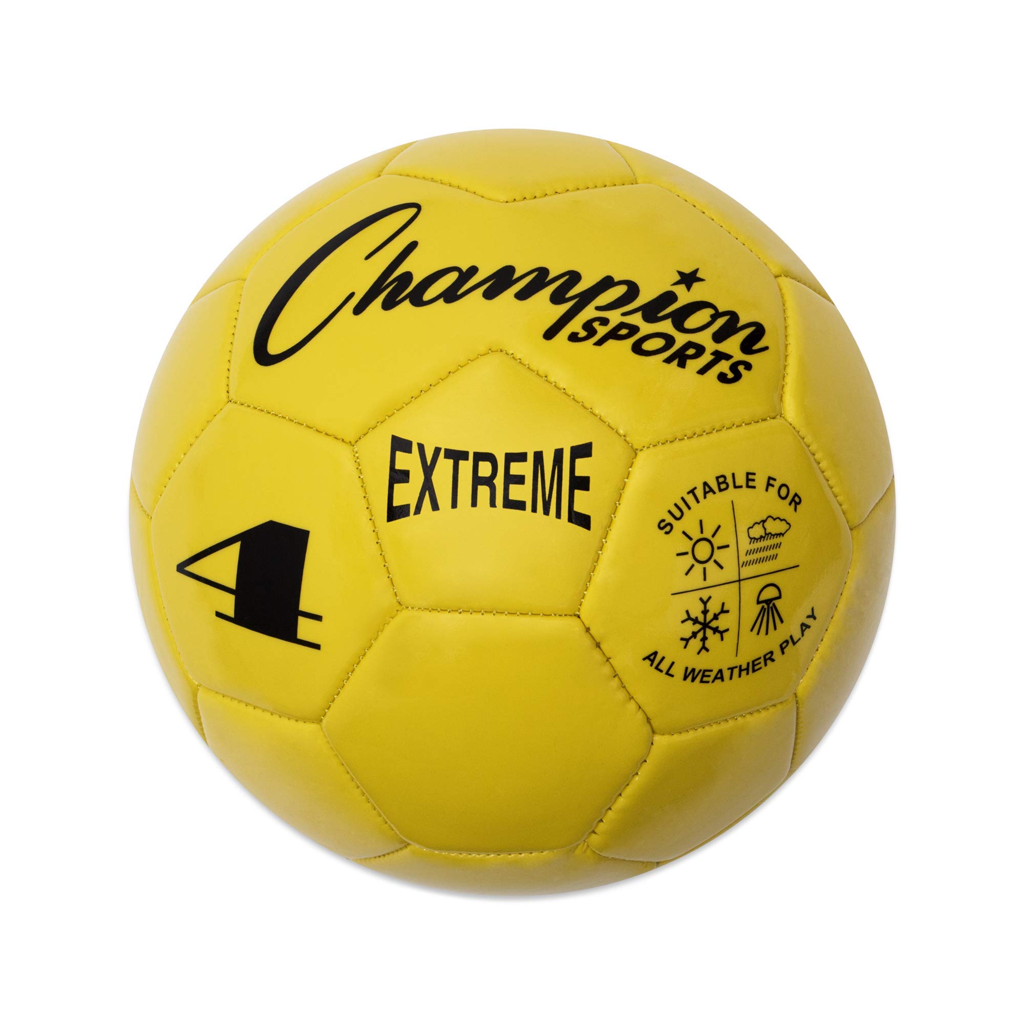 Photo 1 of Champion Sports Extreme Series Soccer Ball, Size 4 - Youth League, All Weather, Soft Touch, Maximum Air Retention - Kick Balls for Kids 8-12 - Competitive and Recreational Futbol Games, Yellow