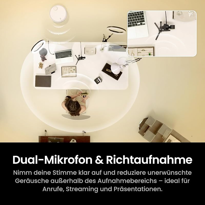 Link 2C Pro Auf Geht's-Bundle – 4K PTZ-Webcam für PC/Mac, 1/1,3"-Sensor, Schwachlicht, Auto-Framing, HDR, rauschunterdrückende Richtmikrofone, unterstützt Stream Deck, Zoom