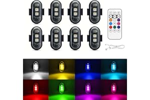 GRDSAX Remote Control Strobe Light,Wireless LED Lights for Car,Car LED Lights Interior,LED Lights for Car,LED Anti-Collision Lights,Strobe Light for Car,Motorcycles,Bicycles,Drones (8pcs)