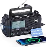 Mesqool DAB Wind Up Radio 5000mAh Solar Powered SOS Alarm USB Charge