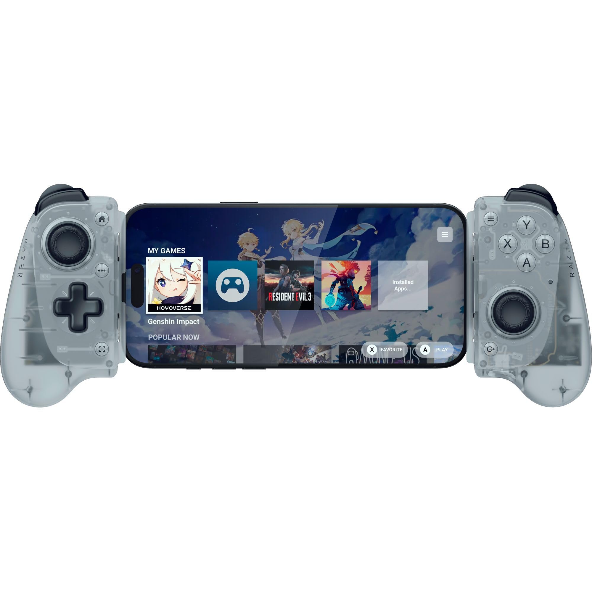 Razer Kishi V3 Gaming Controller for iPhone 15, 16, 17 Series & Android: TMR Thumbsticks - Dual Back Buttons - Fits Most Phone Cases - PC Remote Play - 3 Free Months of Apple Arcade - Phantom White