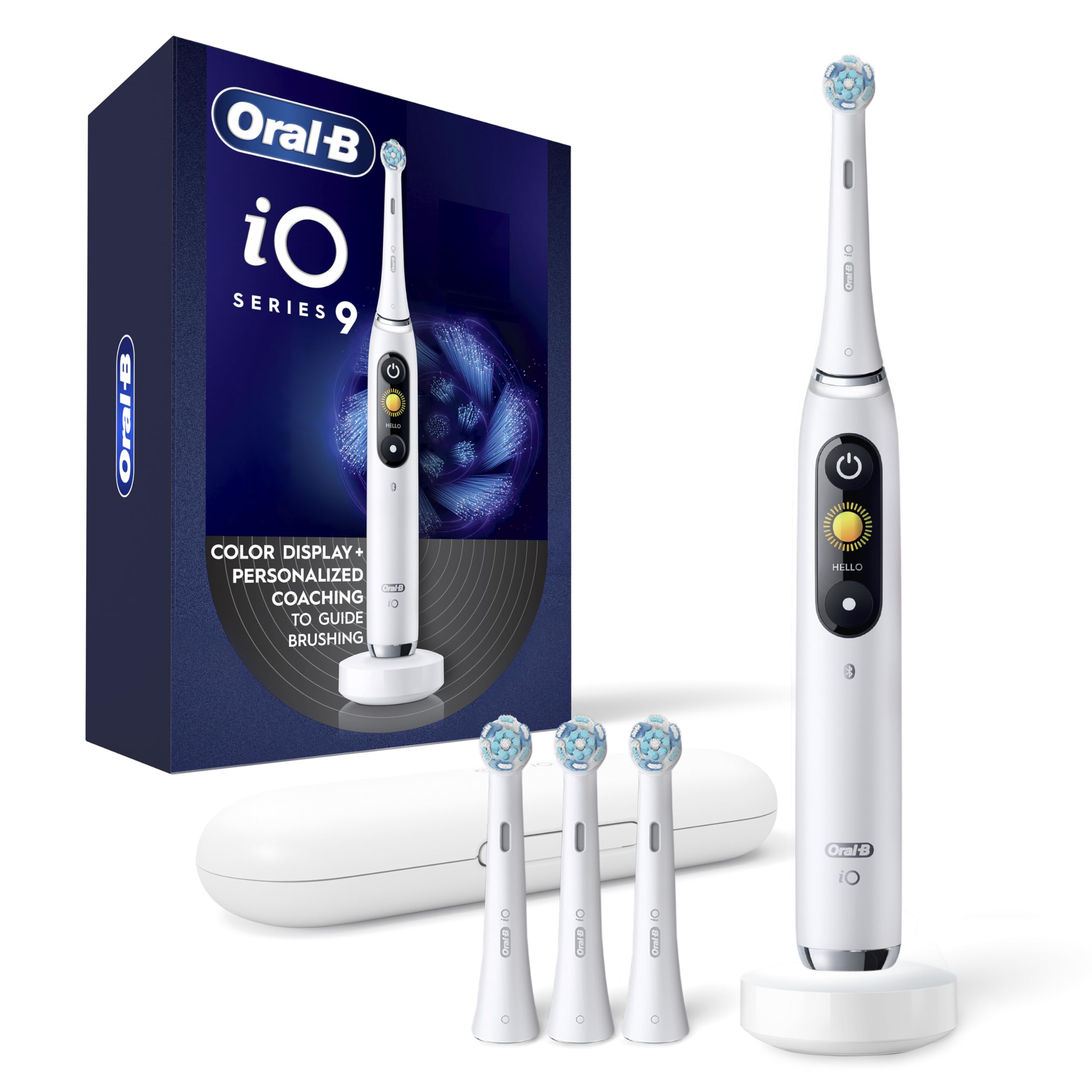 Photo 1 of Oral-B iO Series 9 Electric Toothbrush with 3 Replacement Brush Heads, White Alabaster