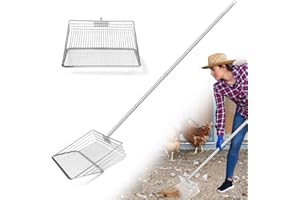 YUMEKA 10inch Large Chicken Poop Scooper,3-in-1 Detachable Tool (36 to 63 inches),Stainless Steel coop Scoop, Poop Shovel for Chicken Coop Accessories,Metal Litter Scoop,Chicken coop Cleaning Tools.