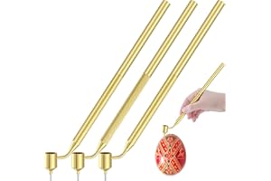 Sinload 3 Pcs Pysanka Set Ukrainian Easter Egg Decorating Kit Hot Wax Drawing Pens for Kistka Ukrainian Egg Art Fine Medium Metal Fluid Hand Writing Wax Pens for Pysanky Supplies(0.3,0.4,0.5)