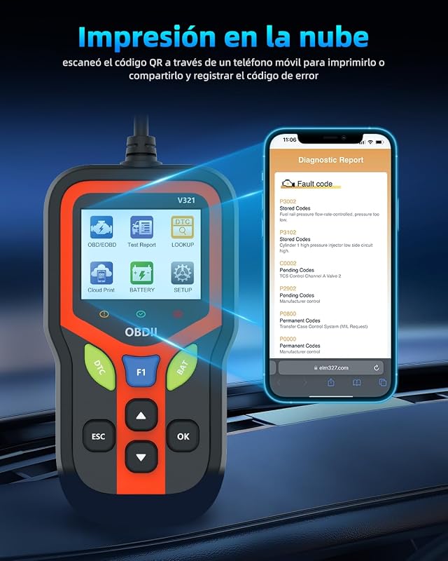 OBD2 Diagnosis, Maquina Diagnosis Coche, OBD2 Diagnosis En Español para Vehículos con Protocolo Obd2 de 1996 o Posteriores (Negro)