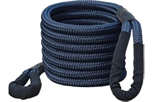 TETHER TITE TetherTite Kinetic Recovery Rope Tow Rope 7/8IN 20FT 23850lb Breaking Strength with Reinforced Loop & Protective Sleeve for UTV, ATV, Truck, Car, Jeep, Tractor (7/8" x 20' Blue)