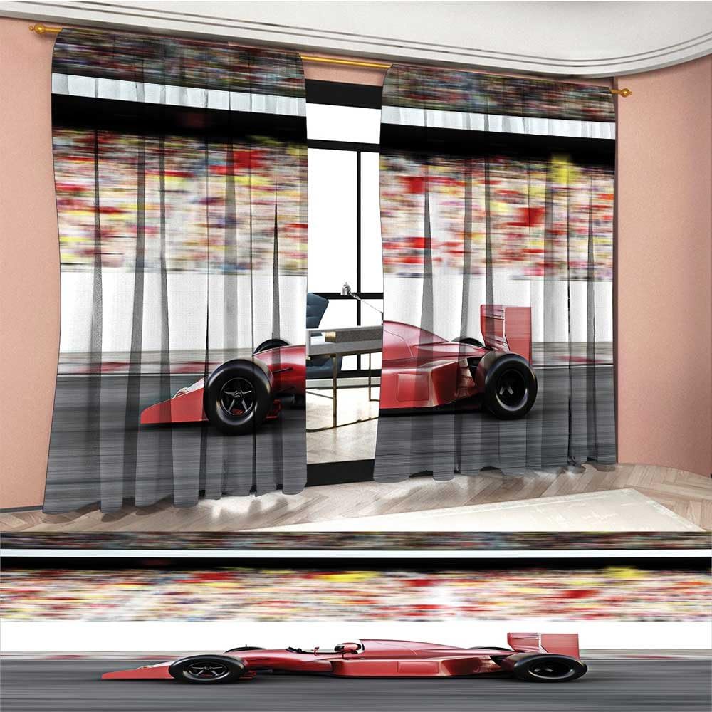 RuppertTextile Cars Window Curtain Drape Motor Sports Red Race Car Side