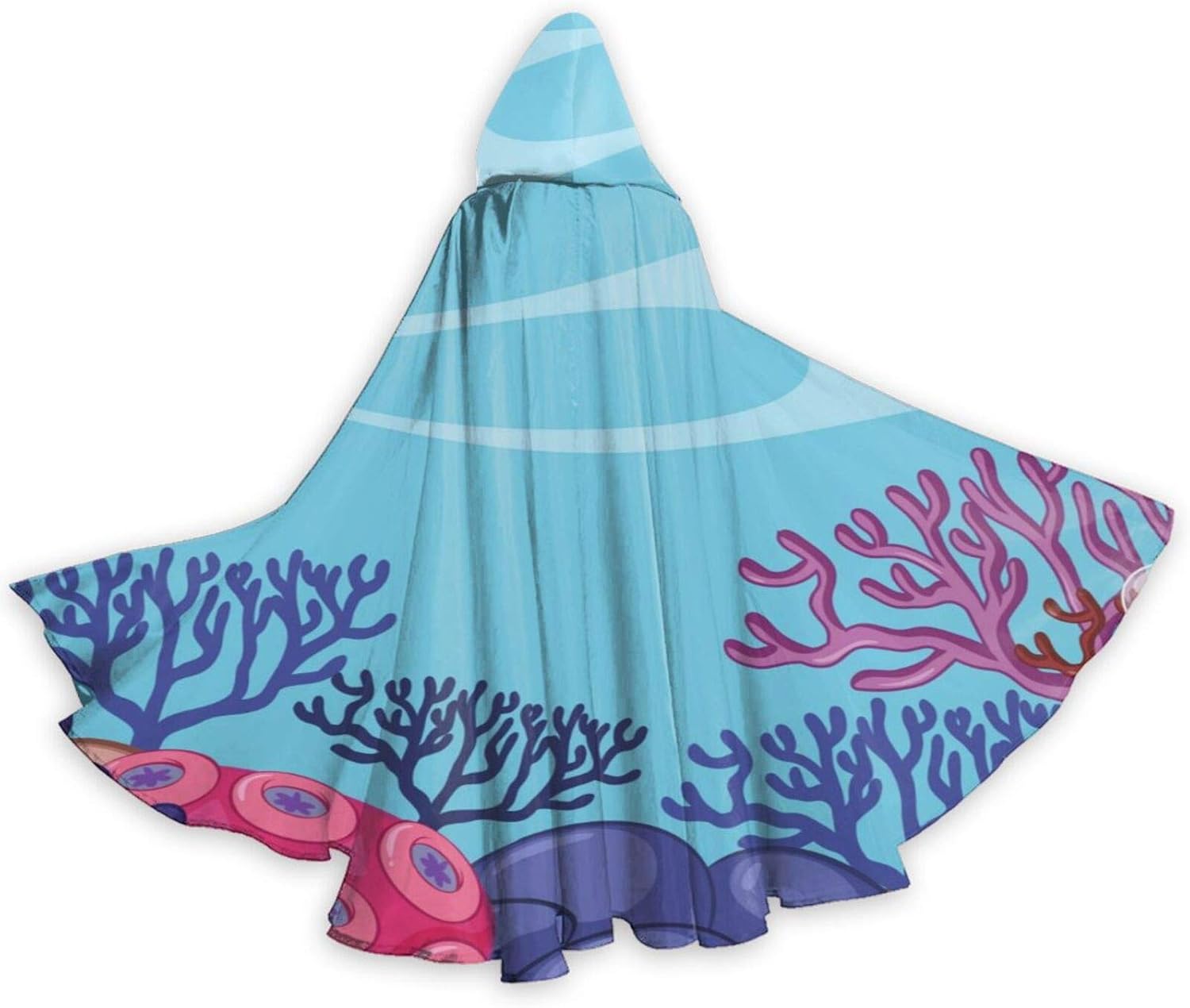 Coral Colorful Reef Underwater Unisex Hooded Cloak Adult Long Cape for