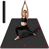 VTORY Extra Large Yoga Mat 6'x 4', Extra Wide Exercise Mat for Men and Women, Yoga Mat 1/4 & 1/3 & 1/2 Thick, Non-Slip, Durable Workout Mat for Home Workout, Yoga, Pilates, Stretching (Black/Green)