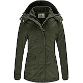 WenVen Women's Winter Warm Thicken Military Parka Jacket with Removable Hood