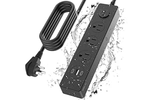 SUNRAT IPX9 Outdoor Power Strip Waterproof & Electric Shockproof, Outdoor Surge Protector Waterproof with 3 Outlets 3 USB (2 