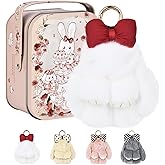 GlamSpark Bunny Keychain with Tin Box, Cute Keychain Gift, Soft Bunny Keychain Accessories for Women
