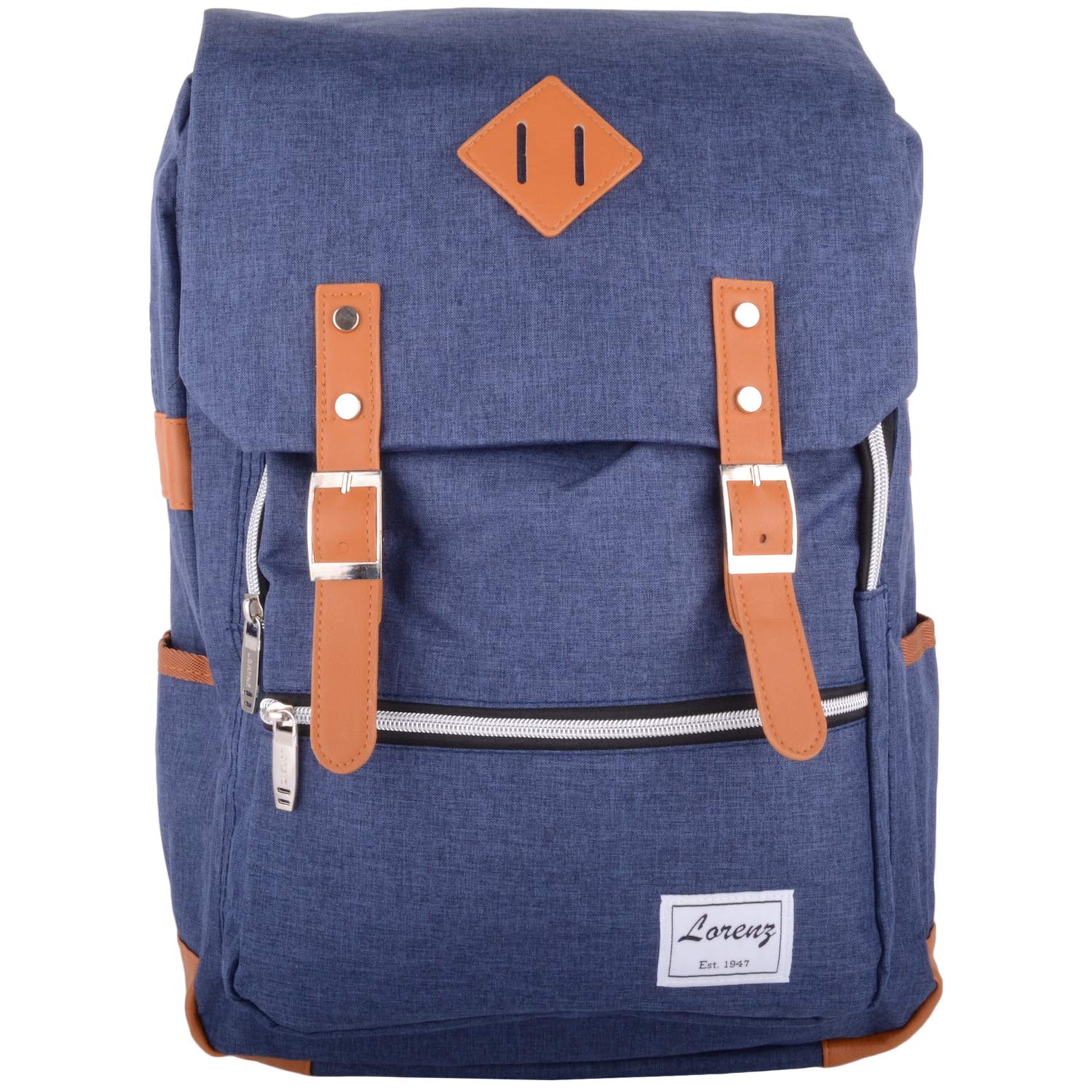 Valita Unisex Modern Two Tone Colour Travel Hand Luggage Work School Back Pack Rucksack - Navy