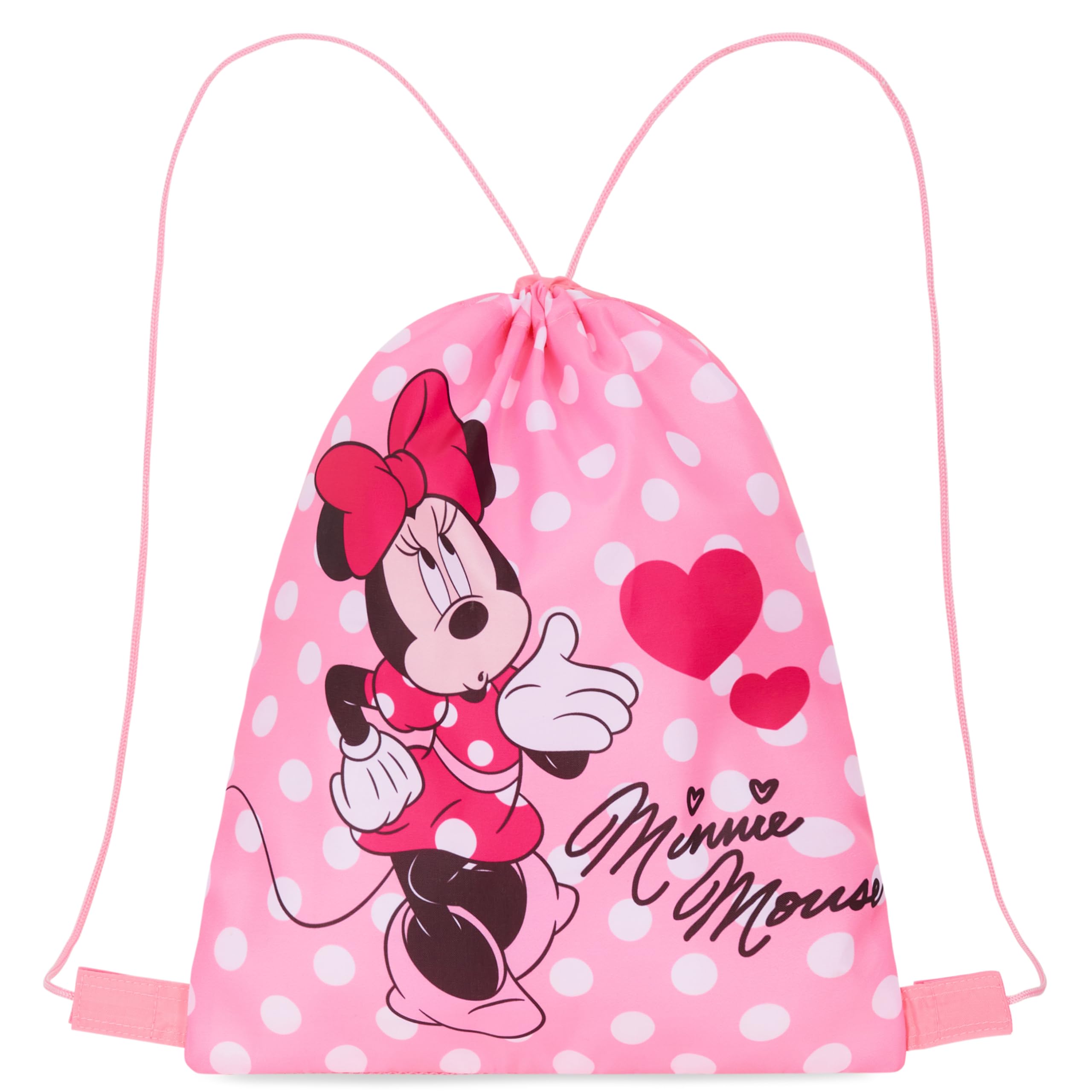 Disney Stitch Drawstring Bags for Kids Swimming Bag Spiderman String Backpack School PE Kit Travel Beach Holiday Sports Gym (Pink Minnie)
