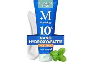 Mouthology 10% Nano Hydroxyapatite Toothpaste Fluoride Free, Whitening*, Rod Shaped nHA, Xylitol Toothpaste for Adults, Enamel Care*, Sensitive Teeth*, SLS Free, Mint 4oz (USA Made) Package May Vary