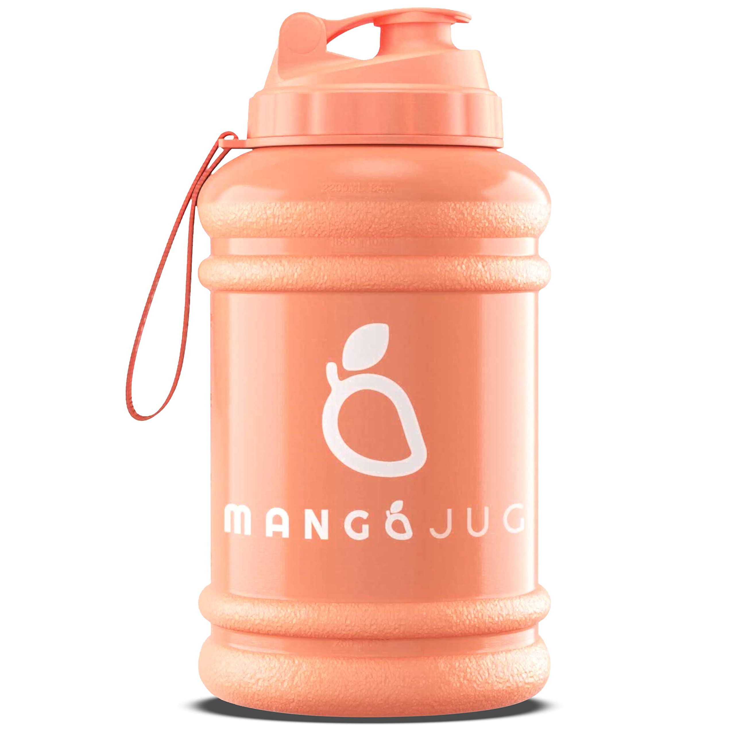 MANGO 2.2L Water Bottle With Straw and Time markings - BPA Free Xl Jug - Extra Large Durable Sports Bottles With Flip Cap - Ideal For Gym and Bodybuilding - Large Sports Reusable Water Bottle (Peach)