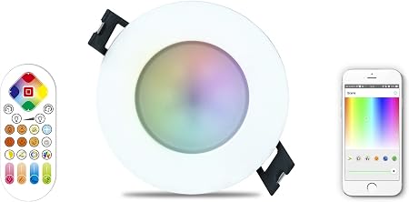 Lot De 4 Jayool Led Spots Encastrables Rond 5w Blanc Chaud 2700k 3 Pouces Couleur Changeante Avec Telecommande Et Minutage Luminaires Encastres Plafonnier Eclairage De Plafond Plafonniers