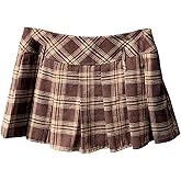 Floerns Women's Plaid Mini Skirts Pleated Hem Uniform Skater Skirt Built in Shorts