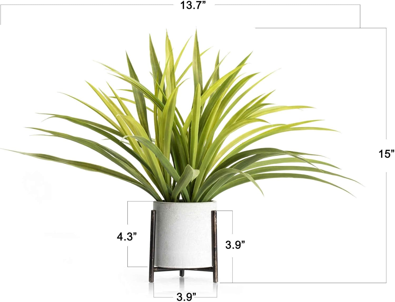 Velener Artificial Potted Long Leaf Plant with Metal Stand for Home Decor (Orchid Leaf) -