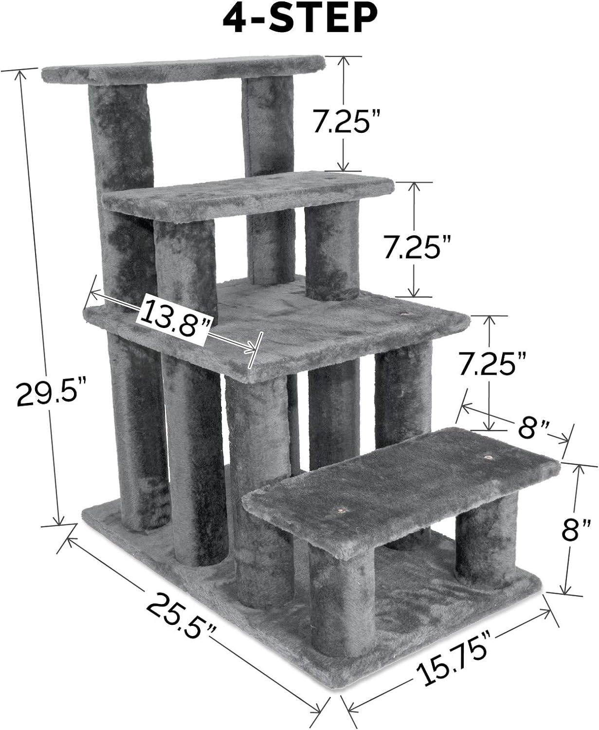 Furhaven Pet Stairs - Steady Paws Easy Multi-Step Pet Stairs Assist Ramp for Dogs and Cats, Gray, 4-Step : Pet Supplies