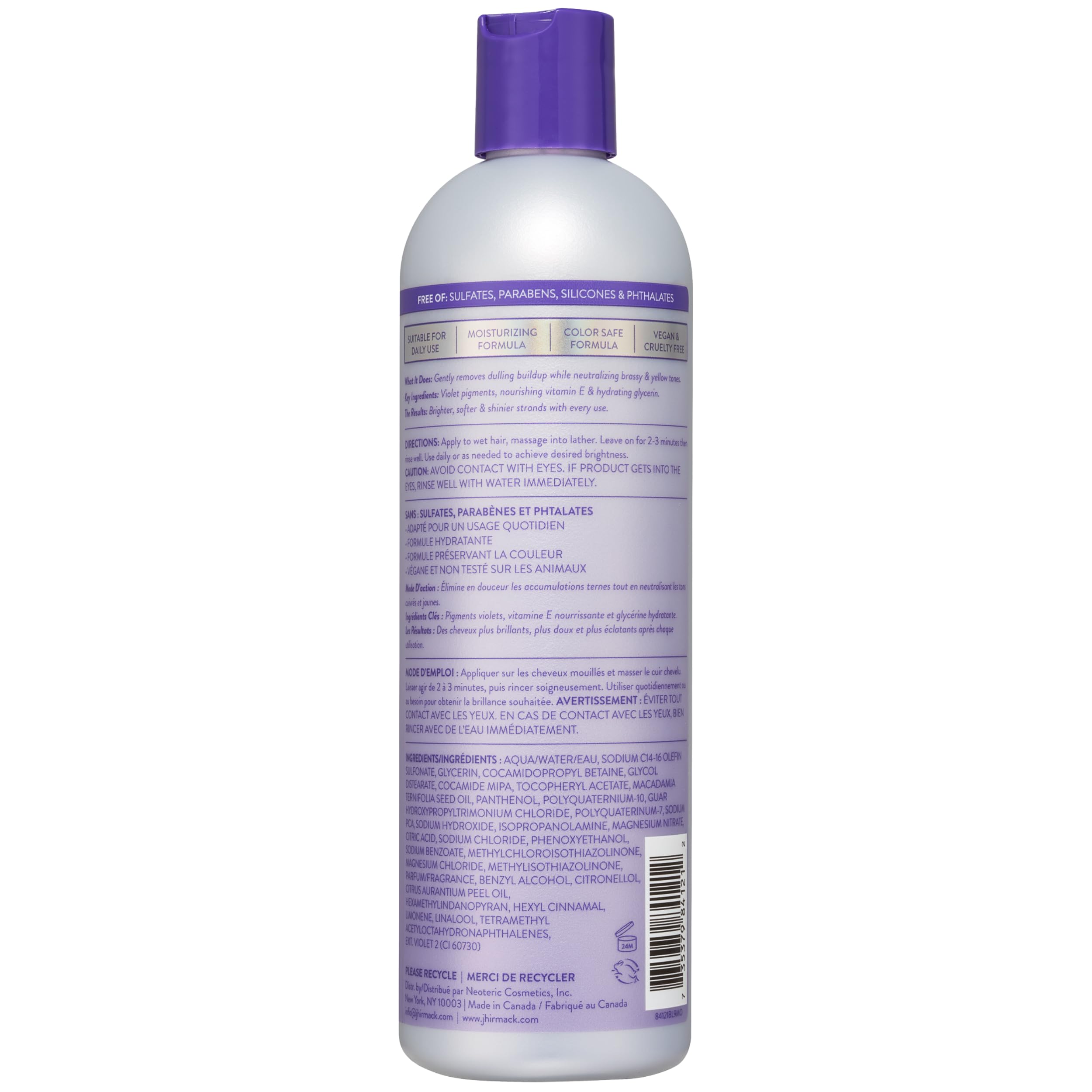 Jhirmack Silver Brightening Purple Shampoo Set of 4 for all types of silver, grey, and blonde hair