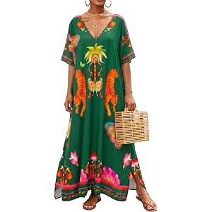 Antfuny Women Moomoo Dress Beach Cover Ups for Women Long Kaftan Moo Moos Nightgown Muumuu Plus Size Caftan Mumus