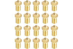 uxcell 20Pcs 3D Printer Nozzle, Brass Nozzle 0.25mm, Extruder Print Head for 1.75mm M6 3D Printer