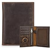 HIDO RFID Passport Holder for Travel, Leather Travel Wallet with Airtag Slot & RFID Blocking