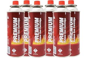 LAVOHOME Butane Fuel Canisters for Portable Camping Stoves, Gas Burners, UL Listed, 8 oz. Per Canister - Set of 6