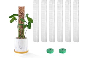 Bluepro 15 Inch 6 Pcs Plastic Moss Pole for Plants Monstera, 6×15'' Plant Poles for Climbing Plants, Plant Support for Indoor Plants Work with Sphagnum Moss
